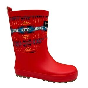 Pendleton Tucson Little Boys Rubber Mid-Calf Rain Boots Size 11/12 Red-Multi